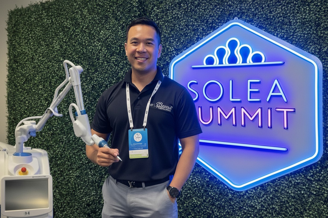 Beechnut Dental Care dentist displaying Solea laser at dental summit event